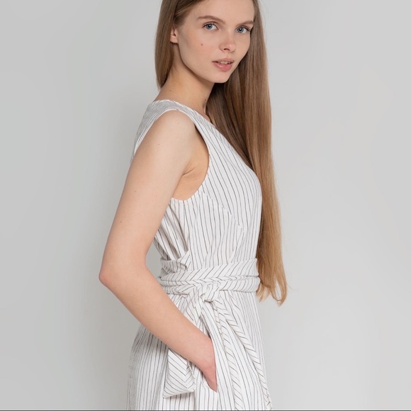 White striped cotton midi dress - Picture 5 of 11